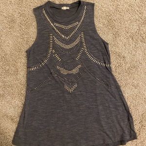Women’s grey tank top with gold and silver beading